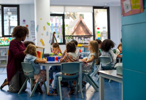 Group of diverse students at daycare